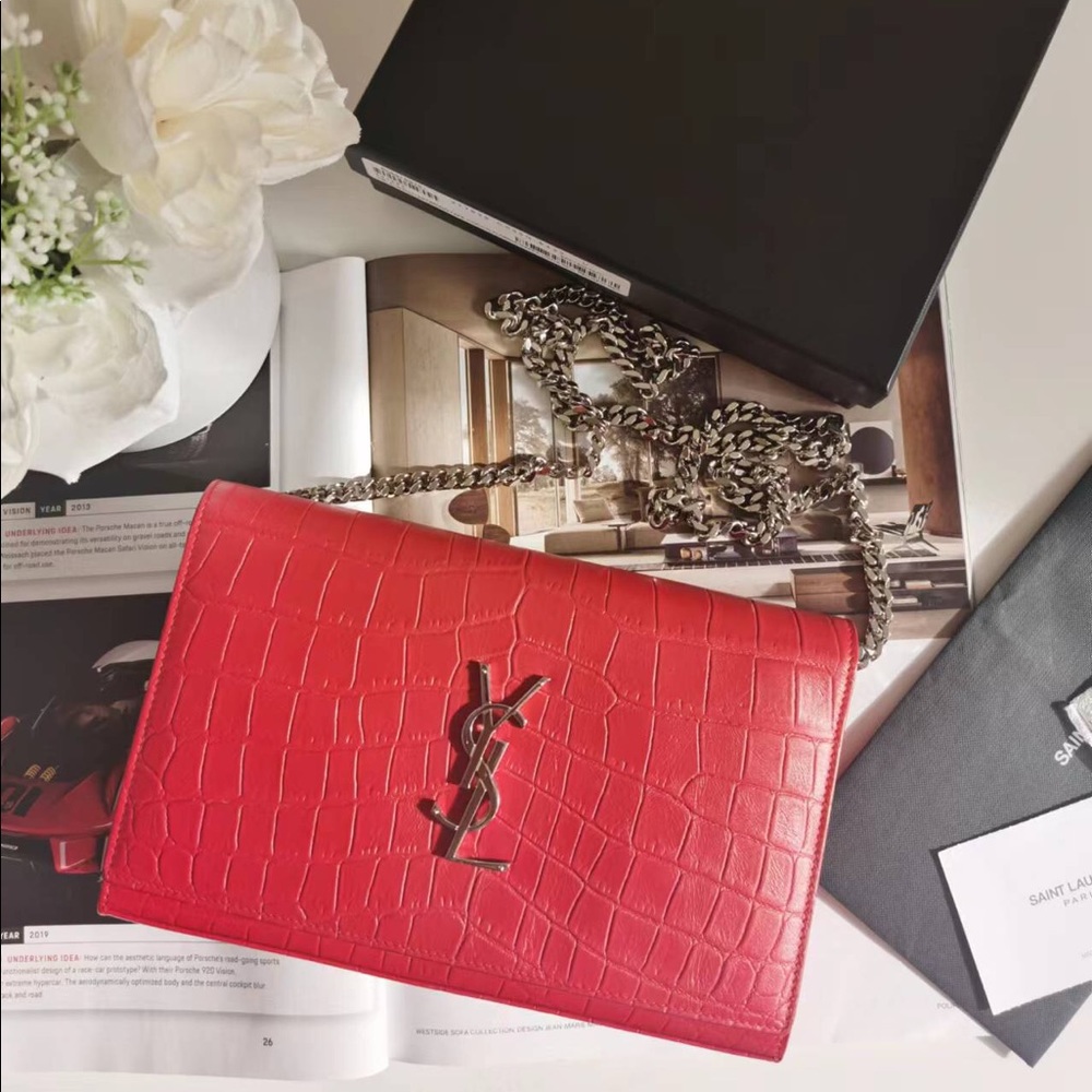 ❤️🎈Saint Laurent YSL Crossbody Bag Red Crocodile